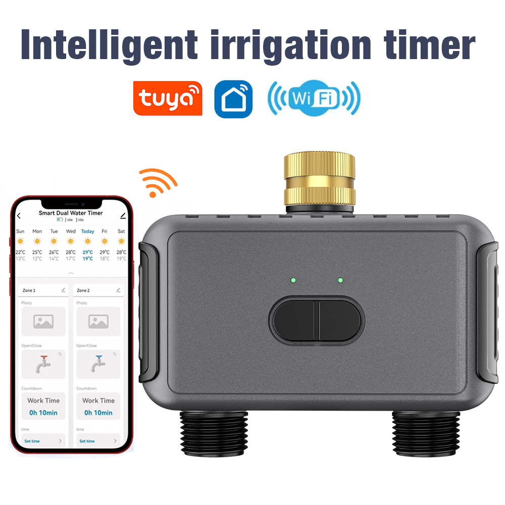Smart Garden Valve - Wifi Automatische watertimer Dubbele slang Tuinirrigatie